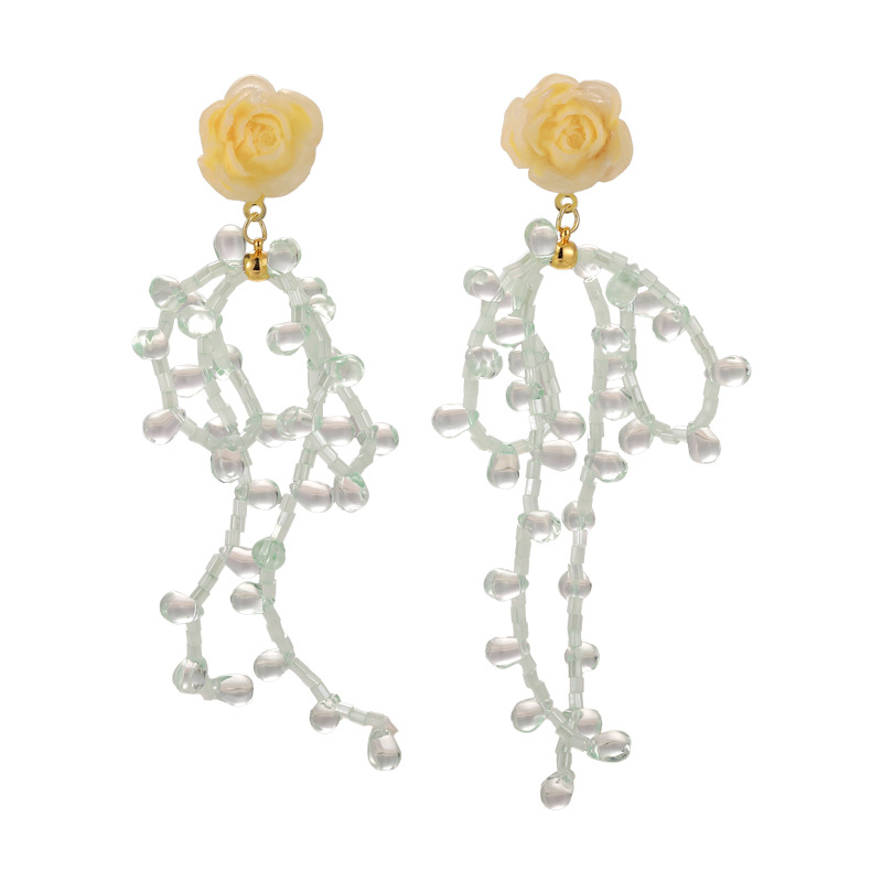1 Pair Vacation Classic Style Korean Style Flower Beaded Plastic Drop Earrings display picture 11