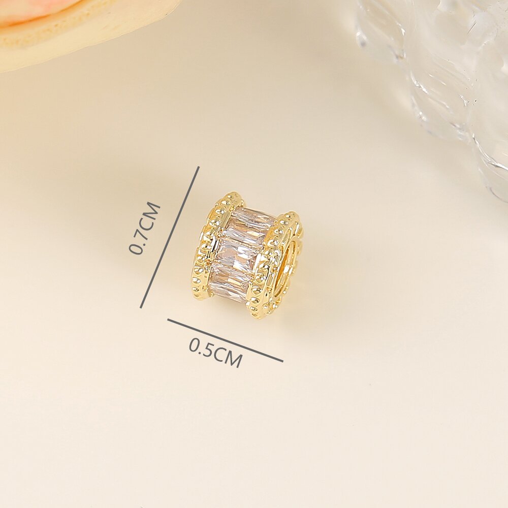 1 Stück 5*7mm 3,5 MM Kupfer Zirkon 18 Karat Vergoldet Runden Poliert Perlen Distanzstangen display picture 2