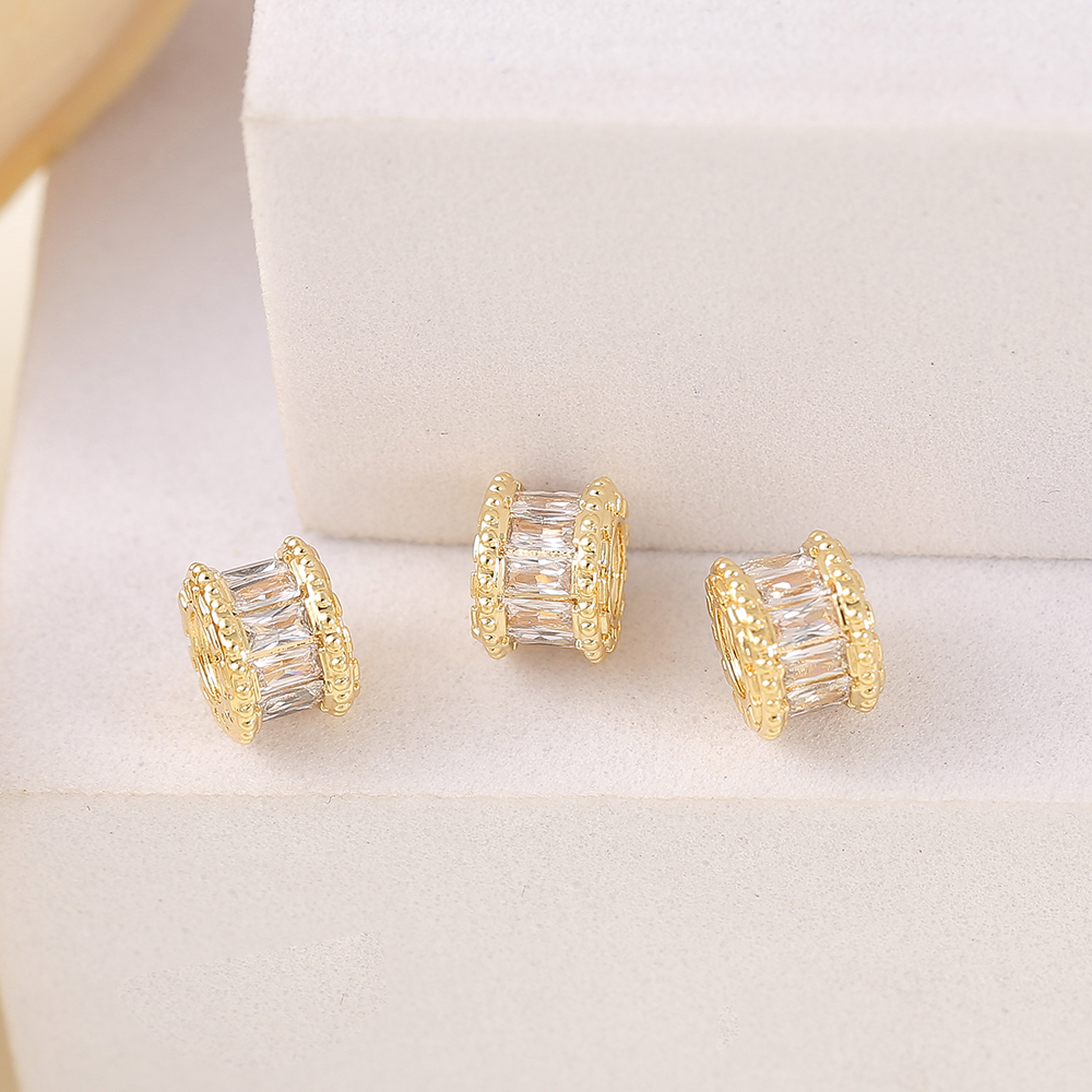 1 Piece 5*7mm 3.5MM Copper Zircon 18K Gold Plated Round Polished Beads Spacer Bars display picture 5