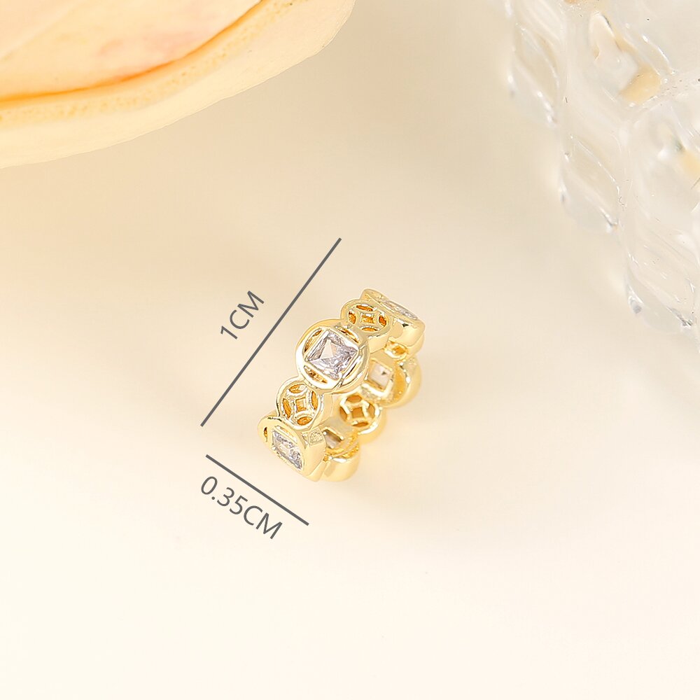 1 Piece 3.5*10mm 7mm  Copper Zircon 18K Gold Plated Round Copper Coins Polished Beads Spacer Bars display picture 2