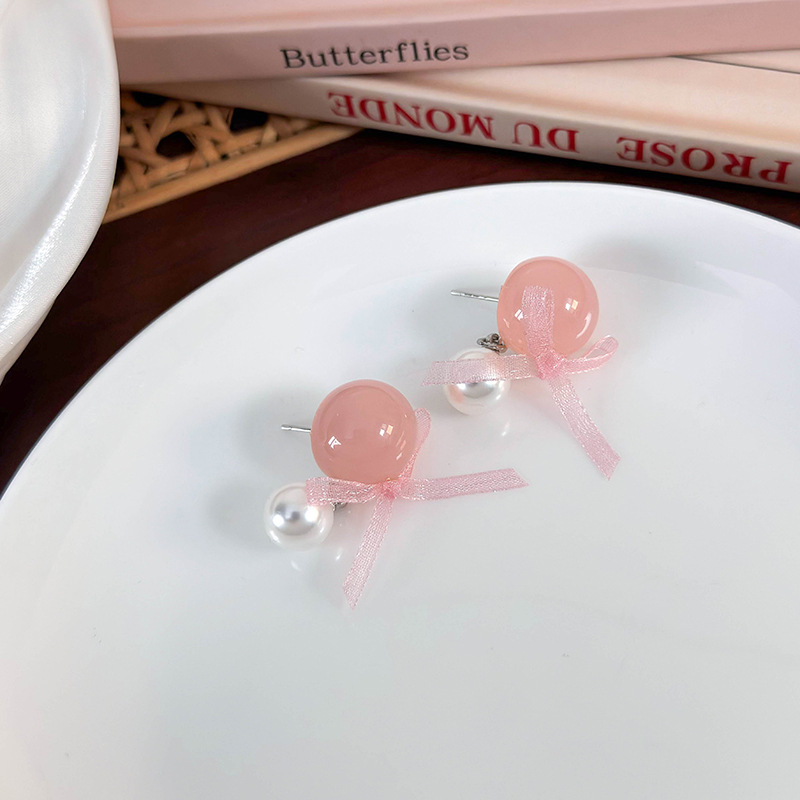 1 Pair Sweet Simple Style Round Patchwork Alloy Resin Drop Earrings display picture 10