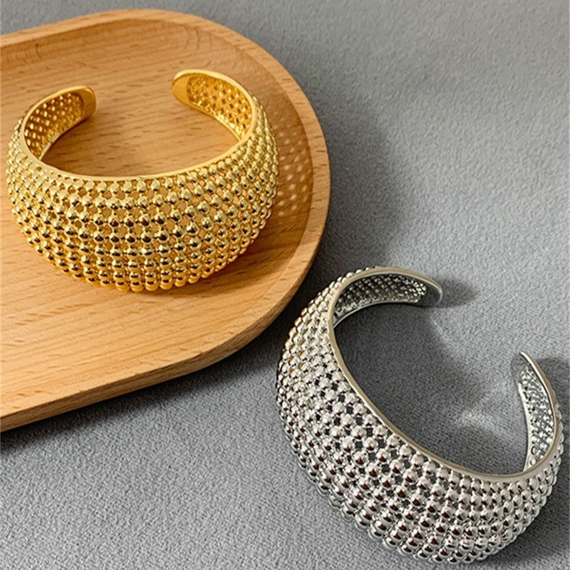 Copper Gold Plated Silver Plated Casual Vintage Style Commute Grid Plating Wristband Bangle display picture 17