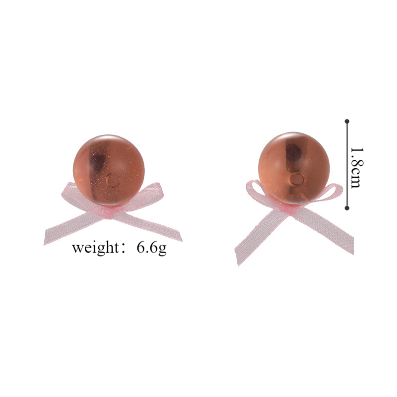 1 Pair Casual Elegant Simple Style Solid Color Bowknot Resin Copper Ear Studs display picture 1