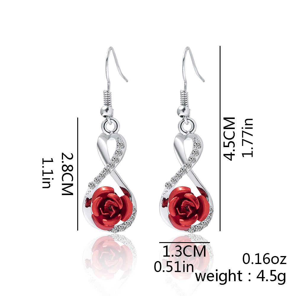 1 Pair Elegant Vintage Style French Style Rose Inlay Alloy Rhinestones Drop Earrings display picture 3