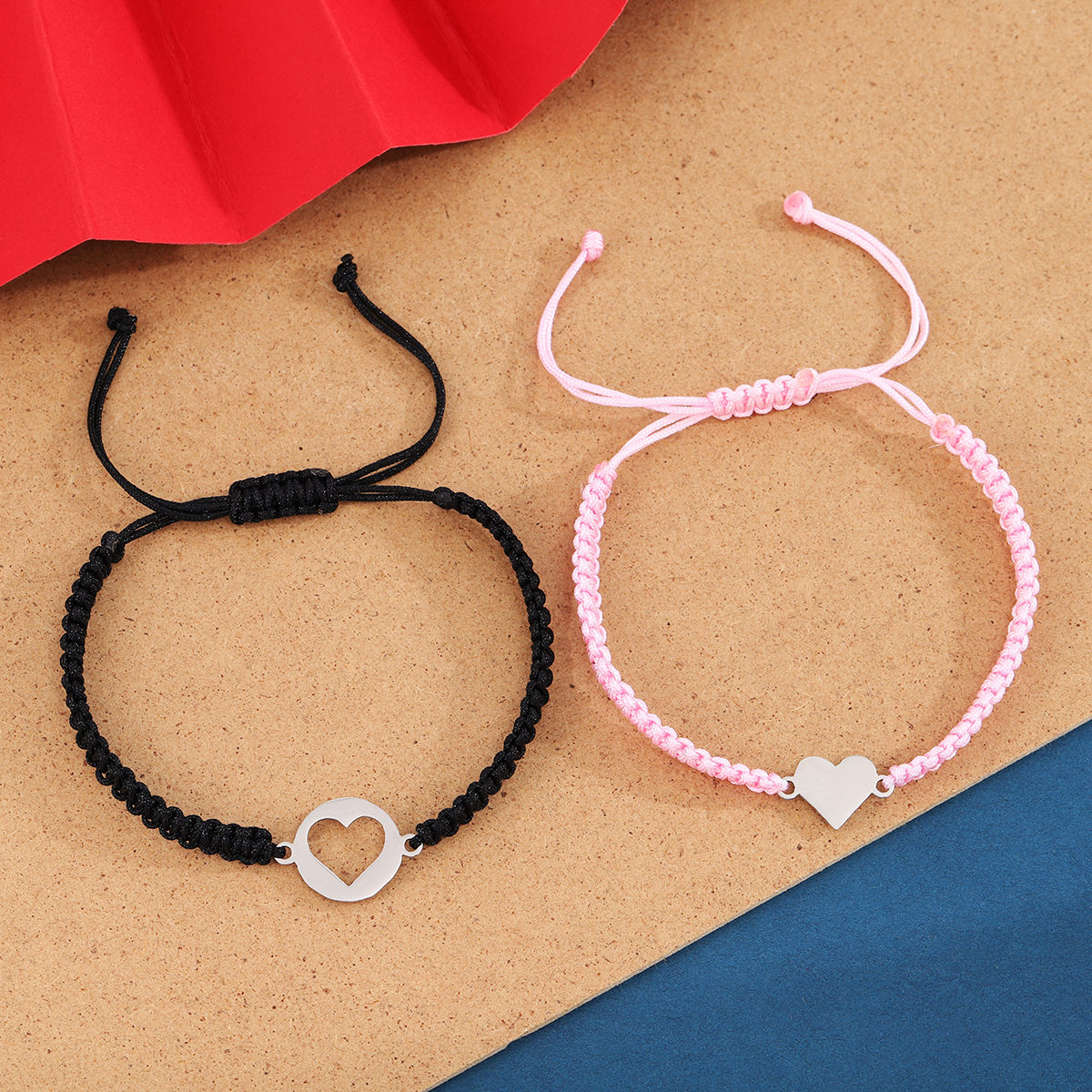 Basic Simple Style Classic Style Heart Shape 304 Stainless Steel Nylon Couple Bracelets display picture 4