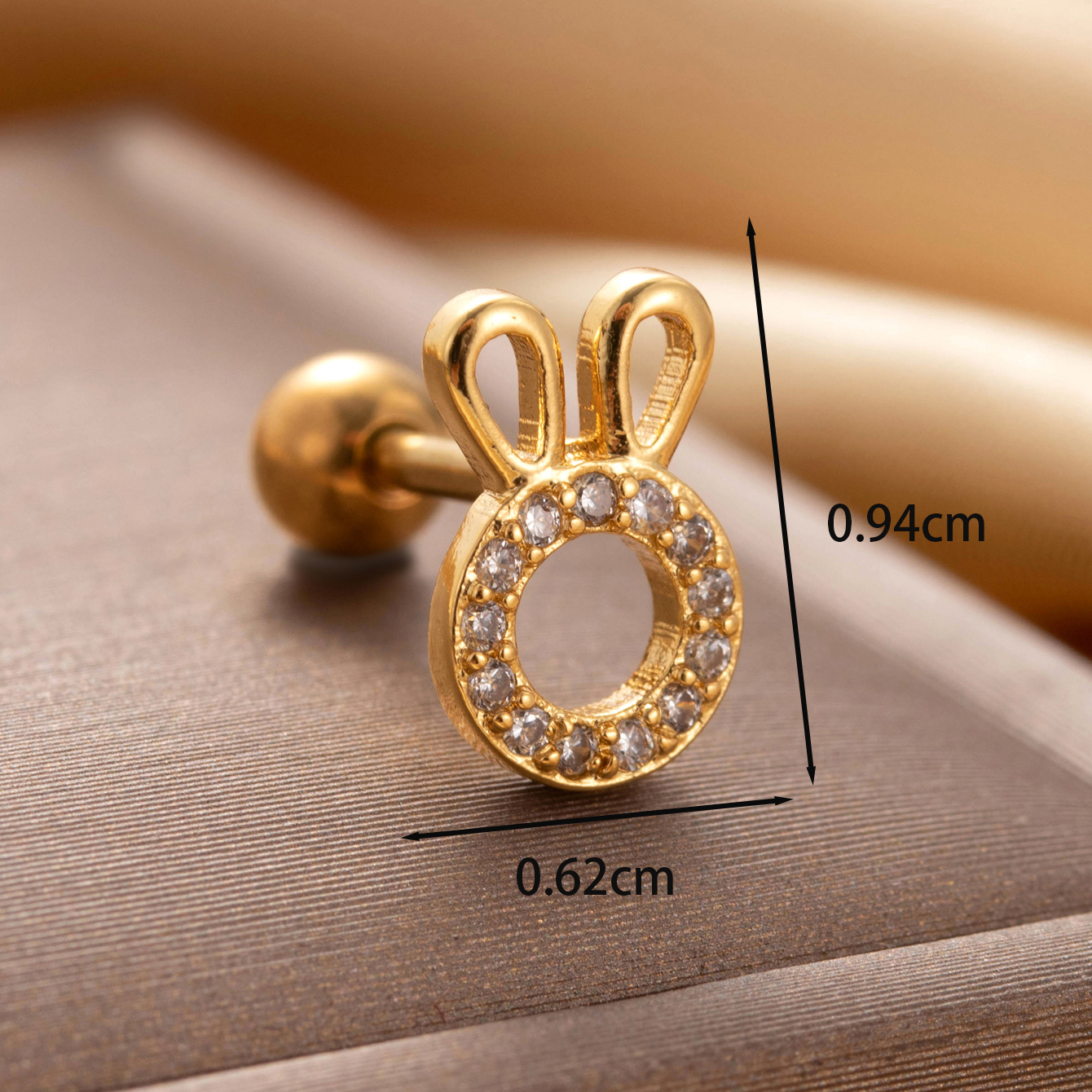 1 Piece IG Style Cute Simple Style Rabbit Circle Bow Knot Hollow Out Inlay Copper Zircon Ear Studs display picture 2