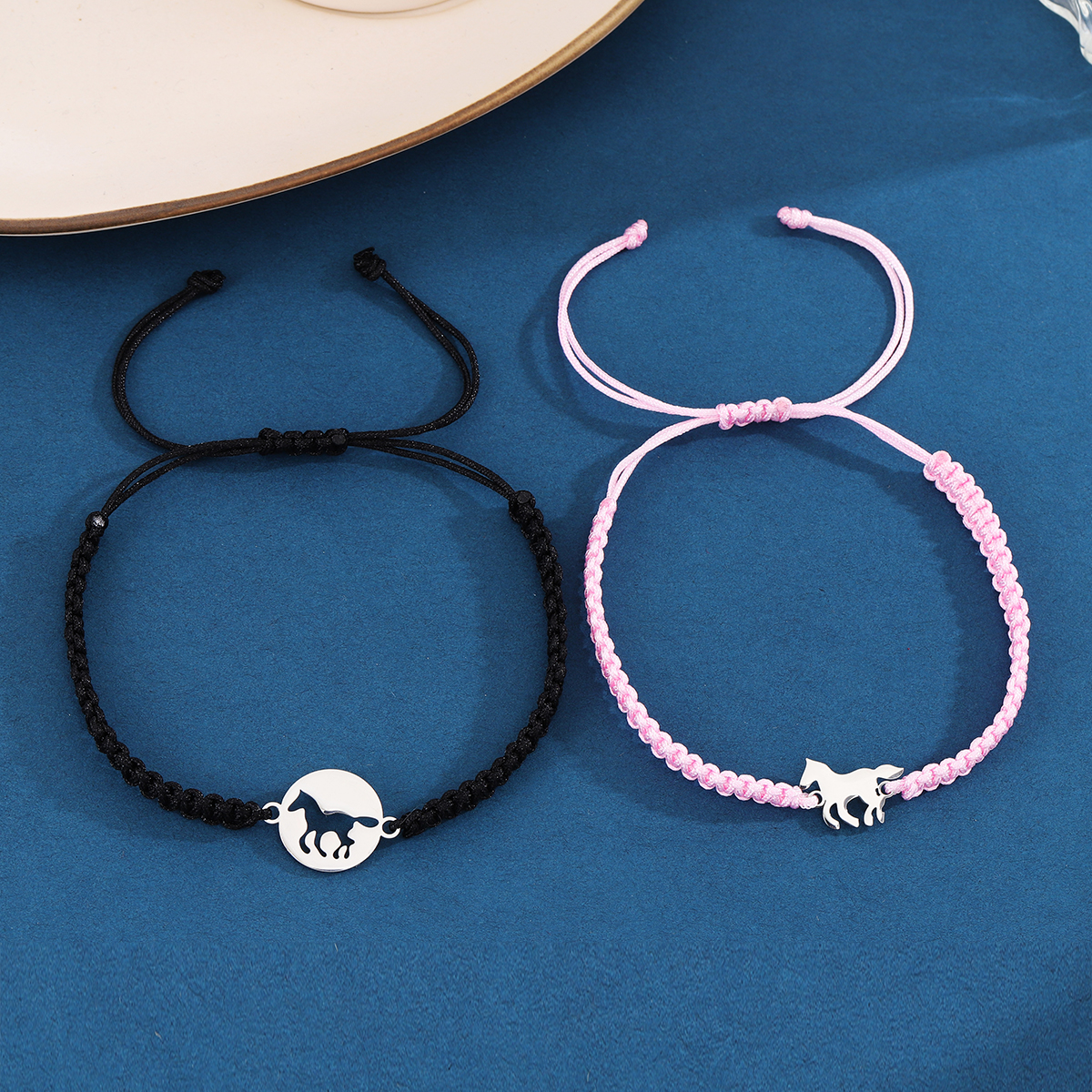 Casual Simple Style Horse 304 Stainless Steel Nylon Couple Bracelets display picture 5