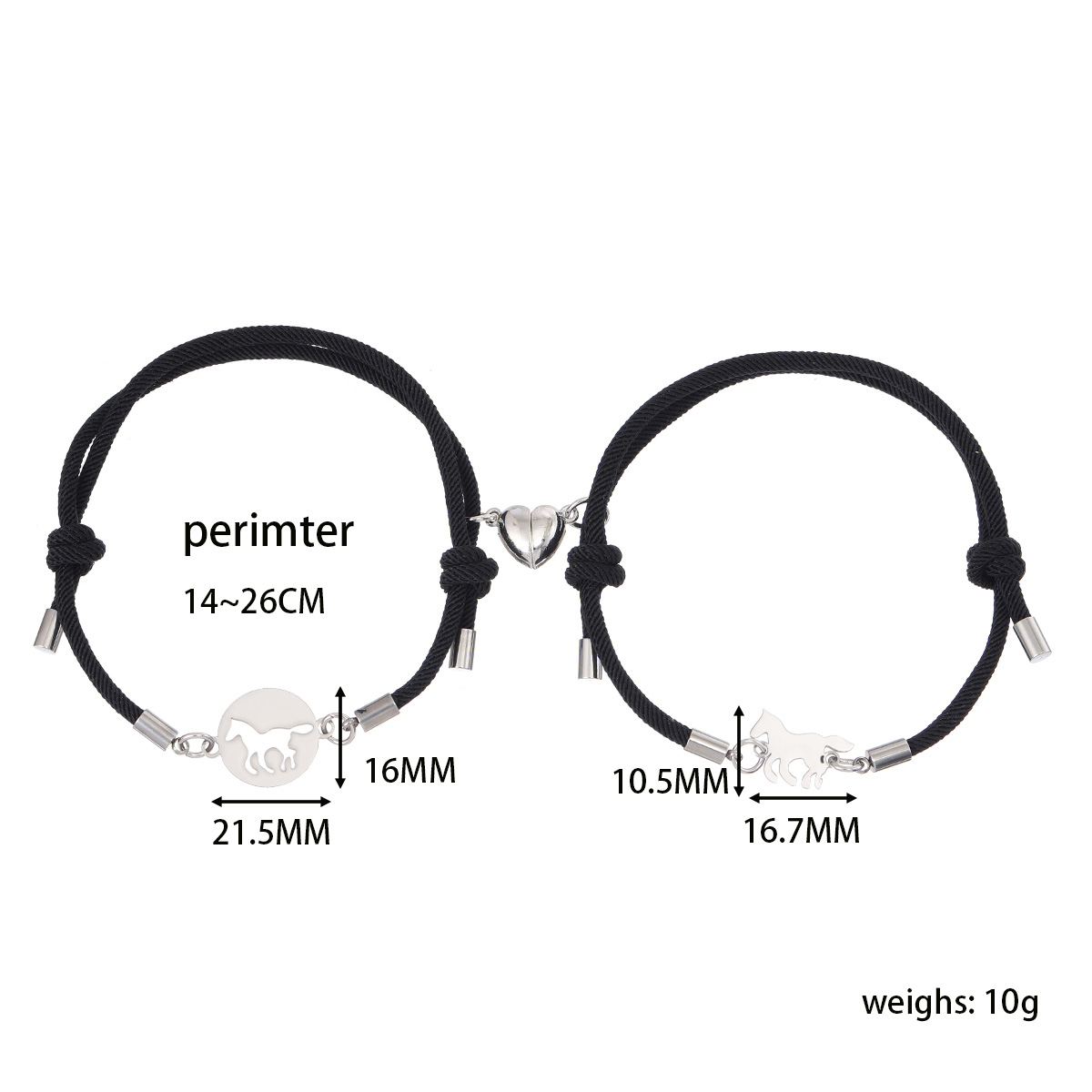 Basic Modern Style Classic Style Horse 304 Stainless Steel Nylon Couple Bracelets display picture 1