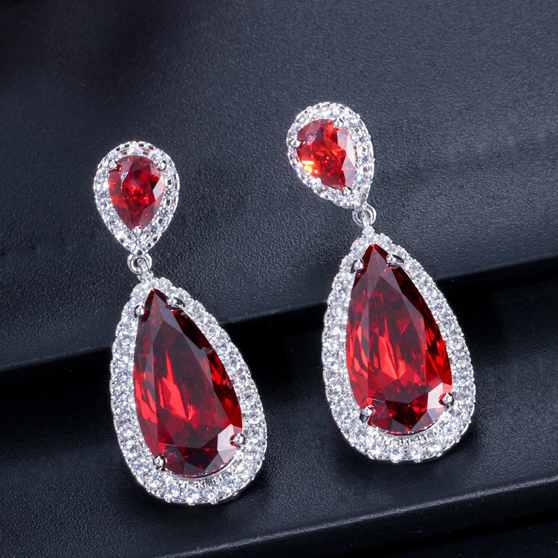 1 Pair Casual Romantic Water Droplets Inlay Copper Zircon Silver Plated Drop Earrings display picture 8