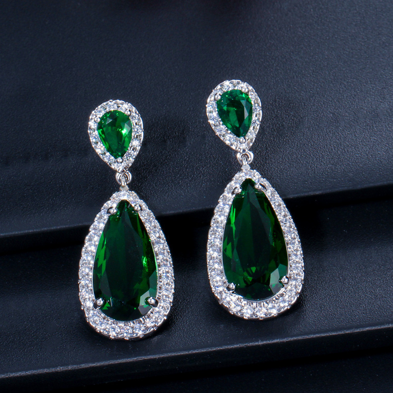 1 Pair Casual Romantic Water Droplets Inlay Copper Zircon Silver Plated Drop Earrings display picture 6