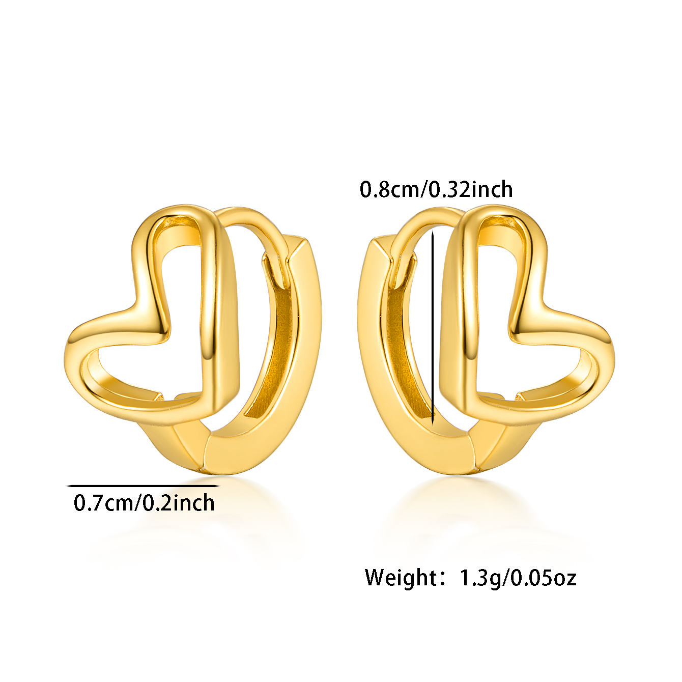 1 Pair Elegant Glam Heart Shape Plating Sterling Silver White Gold Plated Gold Plated Earrings display picture 1