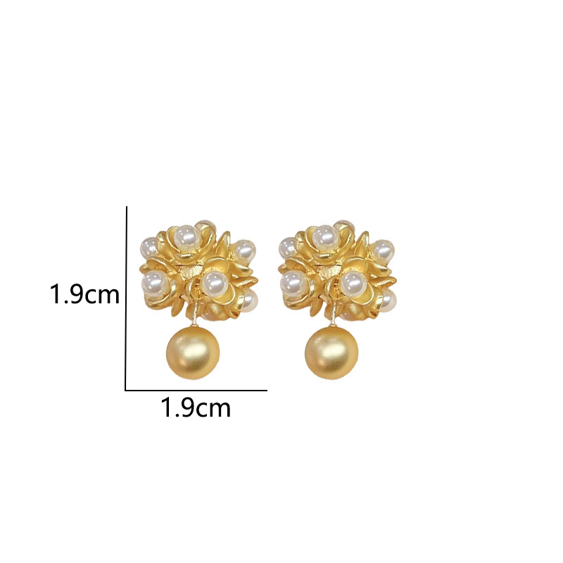 1 Pair Retro Flower Inlay Alloy Pearl Ear Studs display picture 1