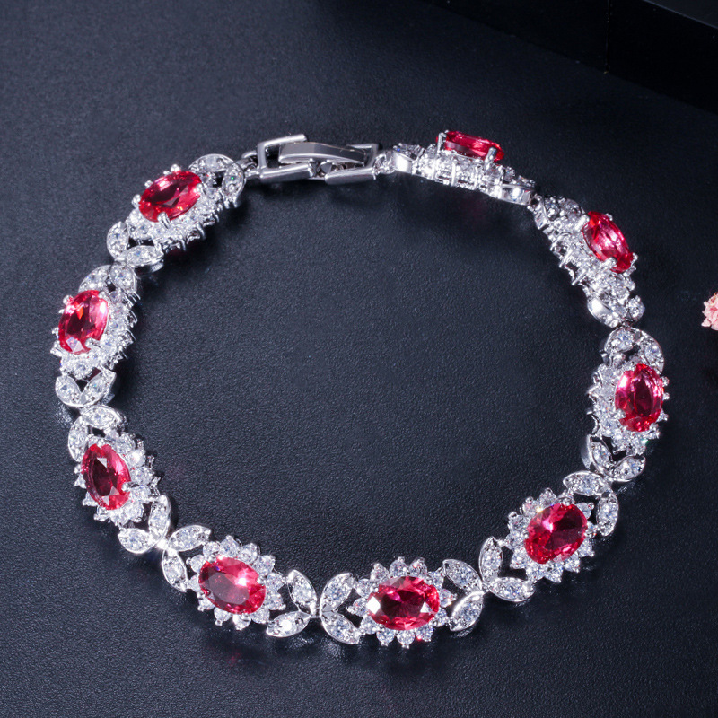 Wholesale Simple Style Shiny Oval Butterfly Copper Inlay White Gold Plated Zircon Bracelets display picture 7