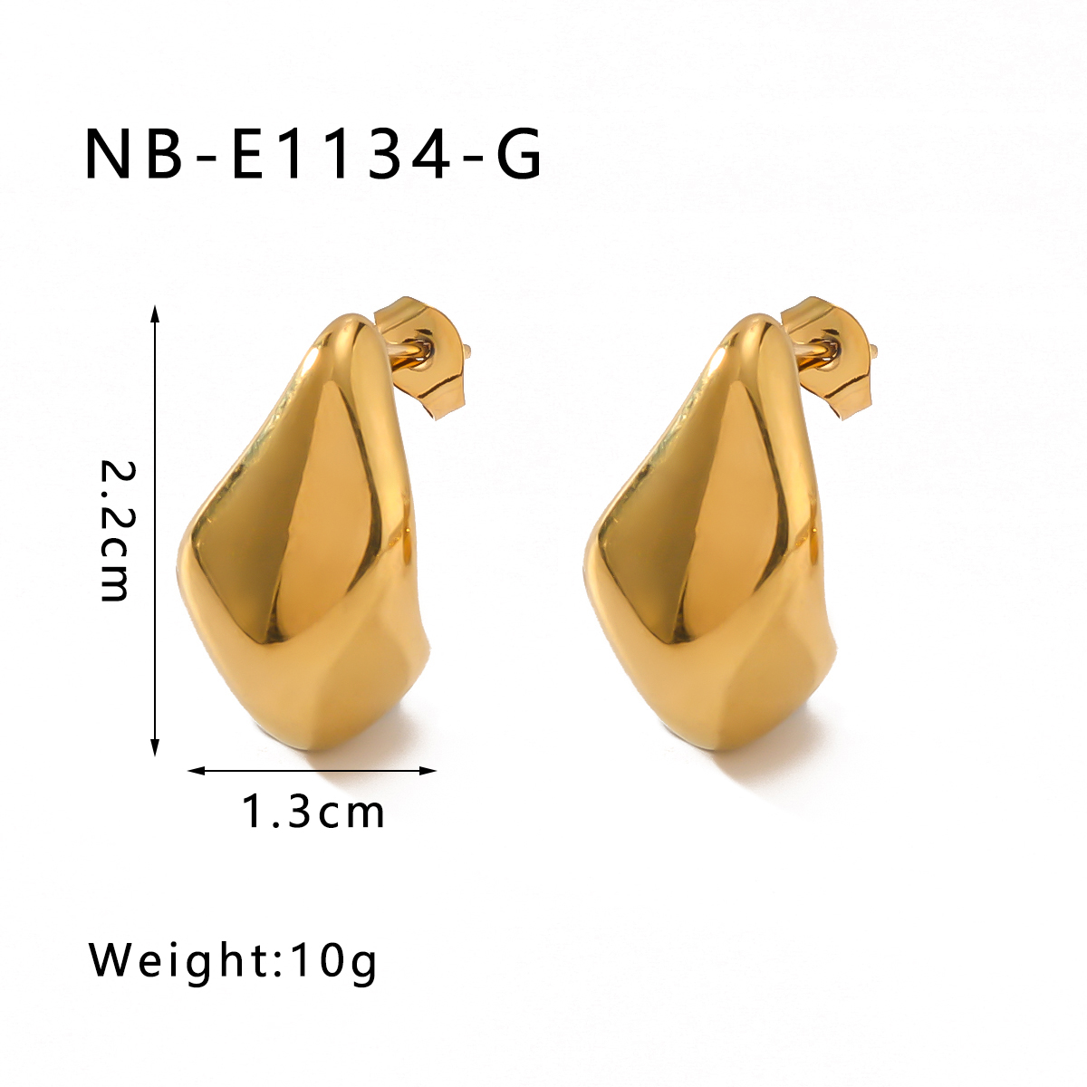 1 Pair IG Style Vintage Style Simple Style Water Droplets 304 Stainless Steel 18K Gold Plated Ear Studs display picture 7