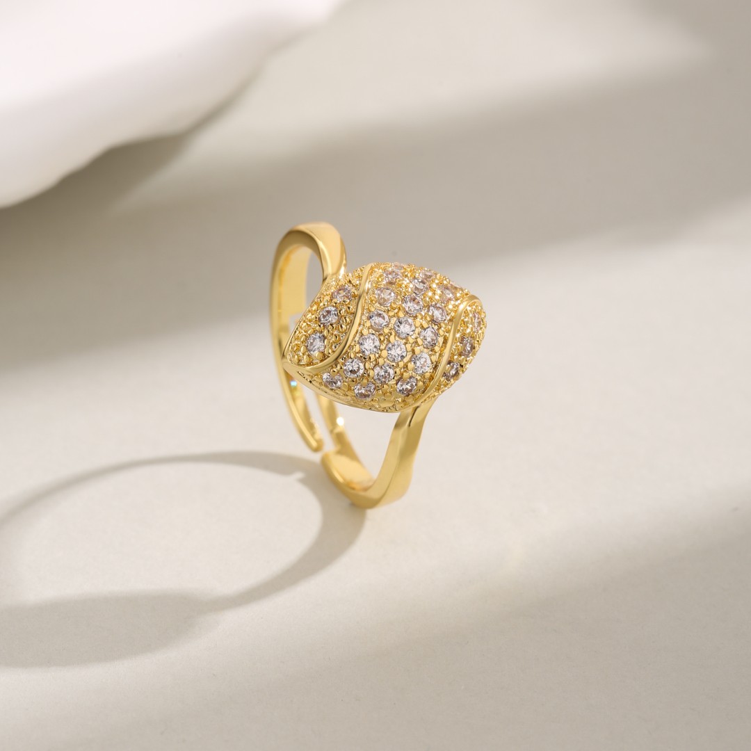 Großhandel Elegant Luxuriös Geometrisch Kupfer Inlay 18 Karat Vergoldet Zirkon Offener Ring display picture 2