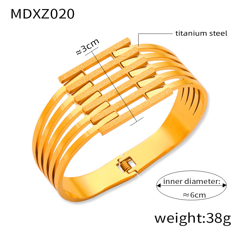 Titanium Steel 18K Gold Plated Casual Elegant Simple Style Hollow Out Inlay Solid Color Rhinestones Bangle display picture 7