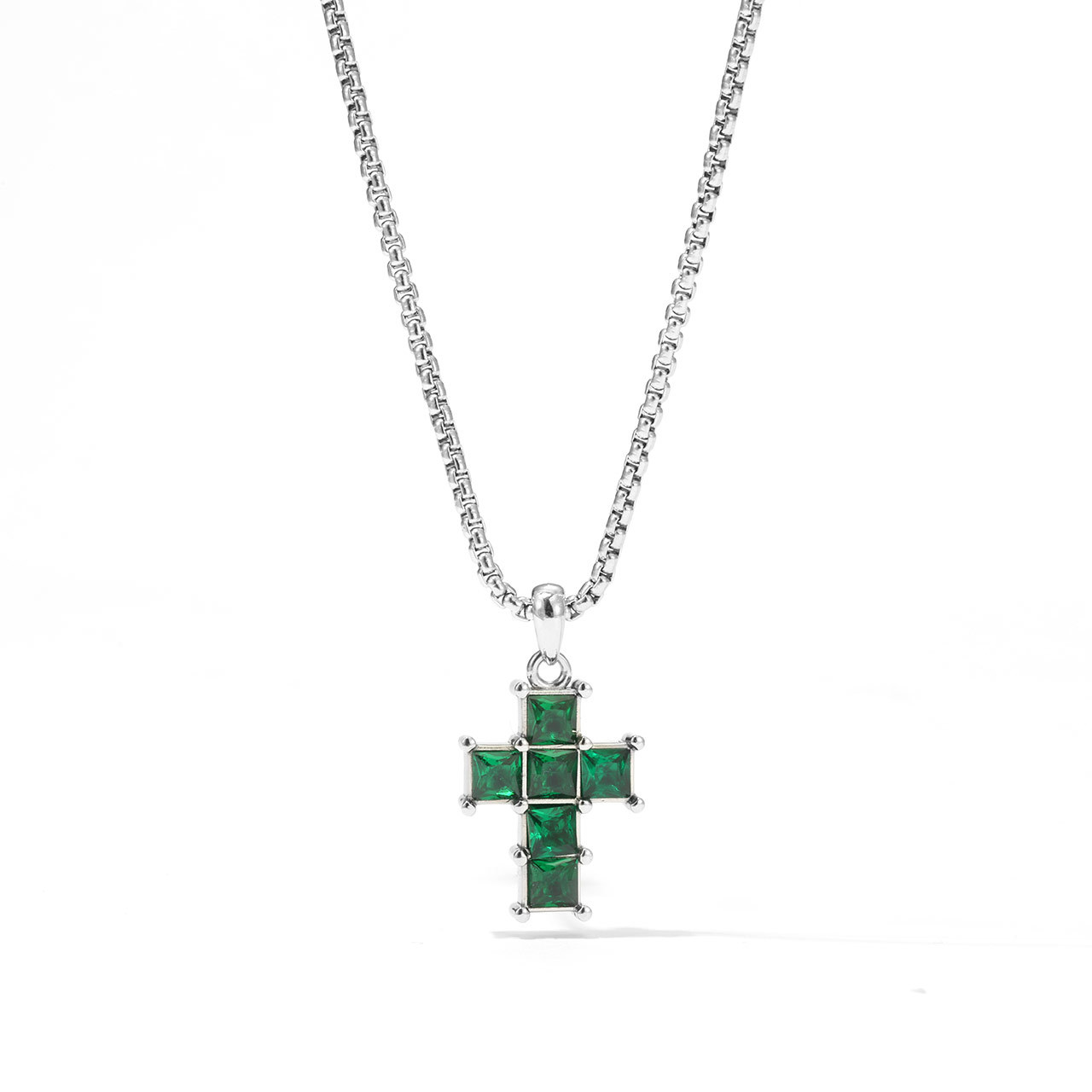 304 Stainless Steel White Gold Plated Gold Plated Luxurious Sweet Plating Inlay Cross Diamond Pendant Necklace display picture 6