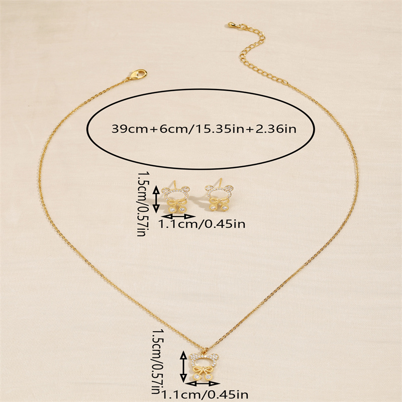 Copper 18K Gold Plated IG Style Simple Style Hollow Out Inlay Geometric Bow Knot Zircon Jewelry Set display picture 1