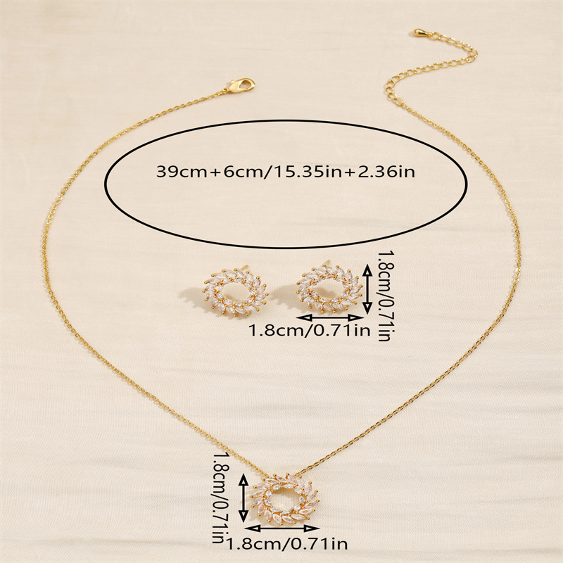 Copper 18K Gold Plated IG Style Shiny Hollow Out Inlay Circle Zircon Jewelry Set display picture 1