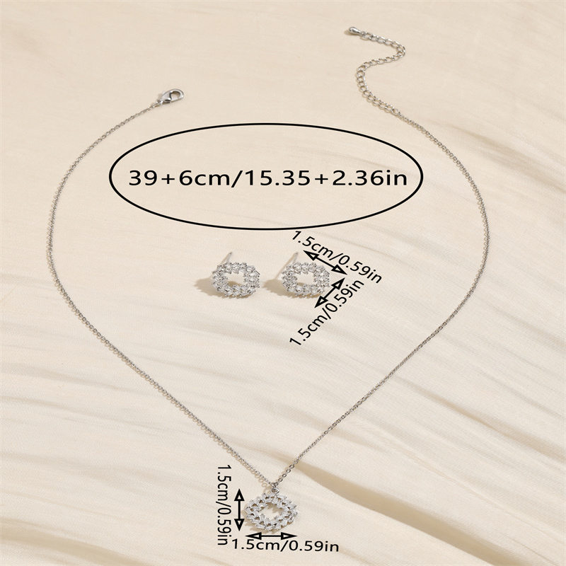 Copper 18K Gold Plated IG Style Simple Style Inlay Circle Zircon Jewelry Set display picture 1