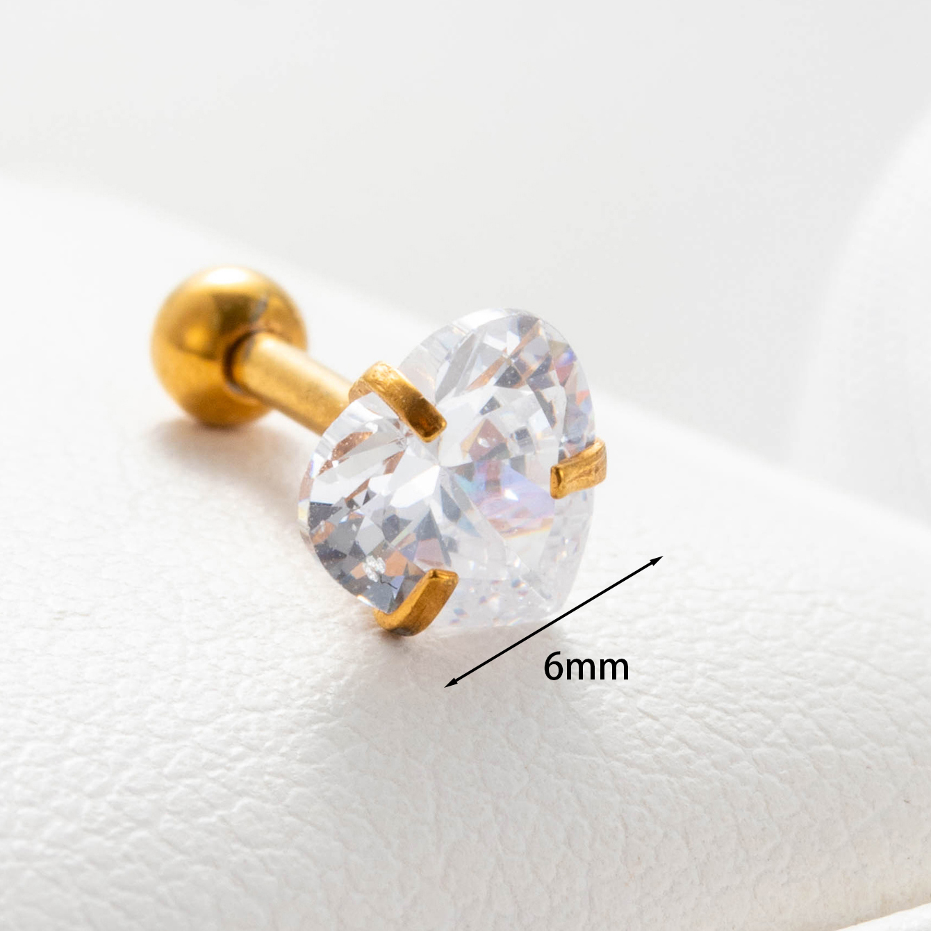 1 Piece Casual French Style Korean Style Heart Shape Inlay 316 Stainless Steel  Zircon Ear Studs display picture 1