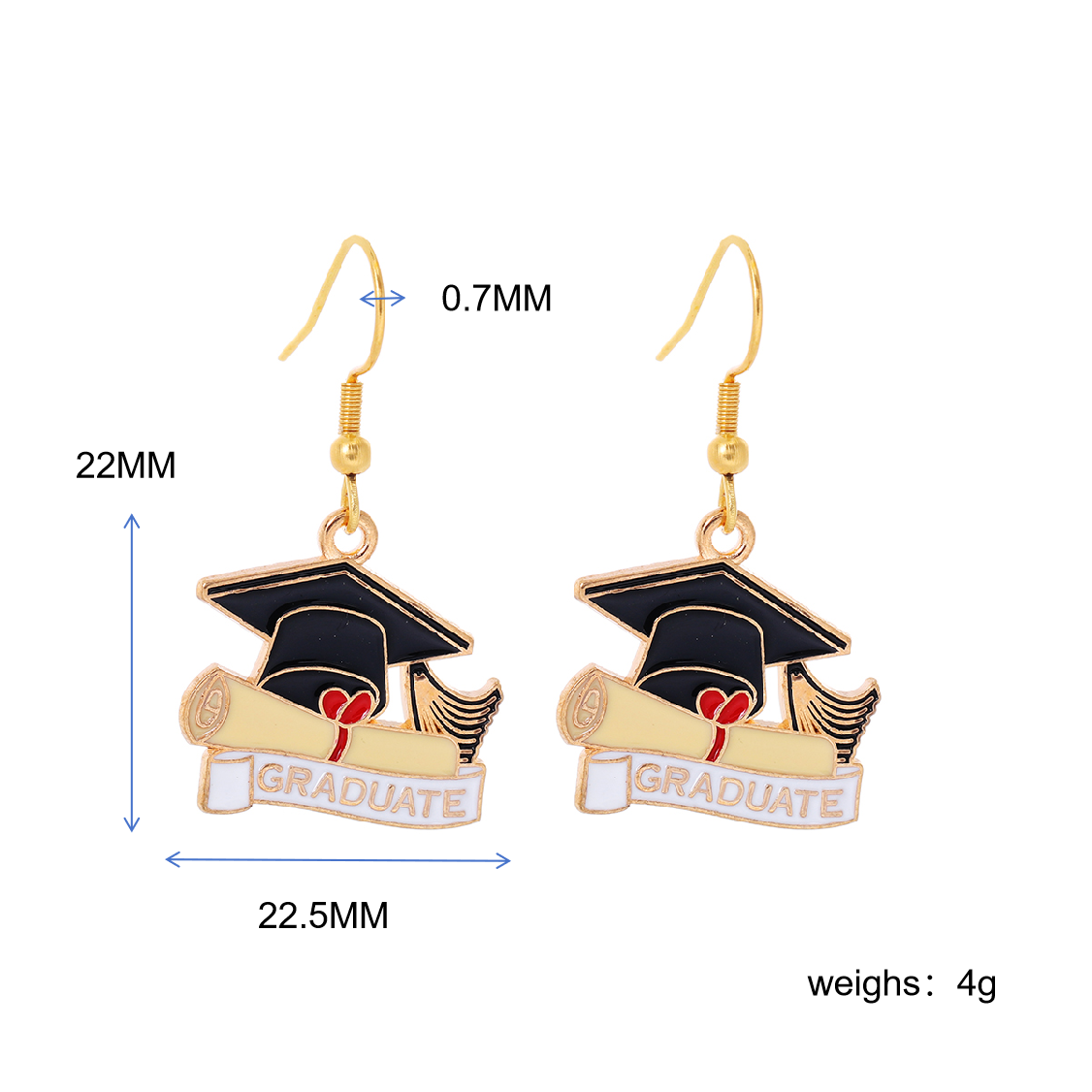 1 Pair Preppy Style Book Doctoral Cap 304 Stainless Steel Zinc Alloy Drop Earrings display picture 2