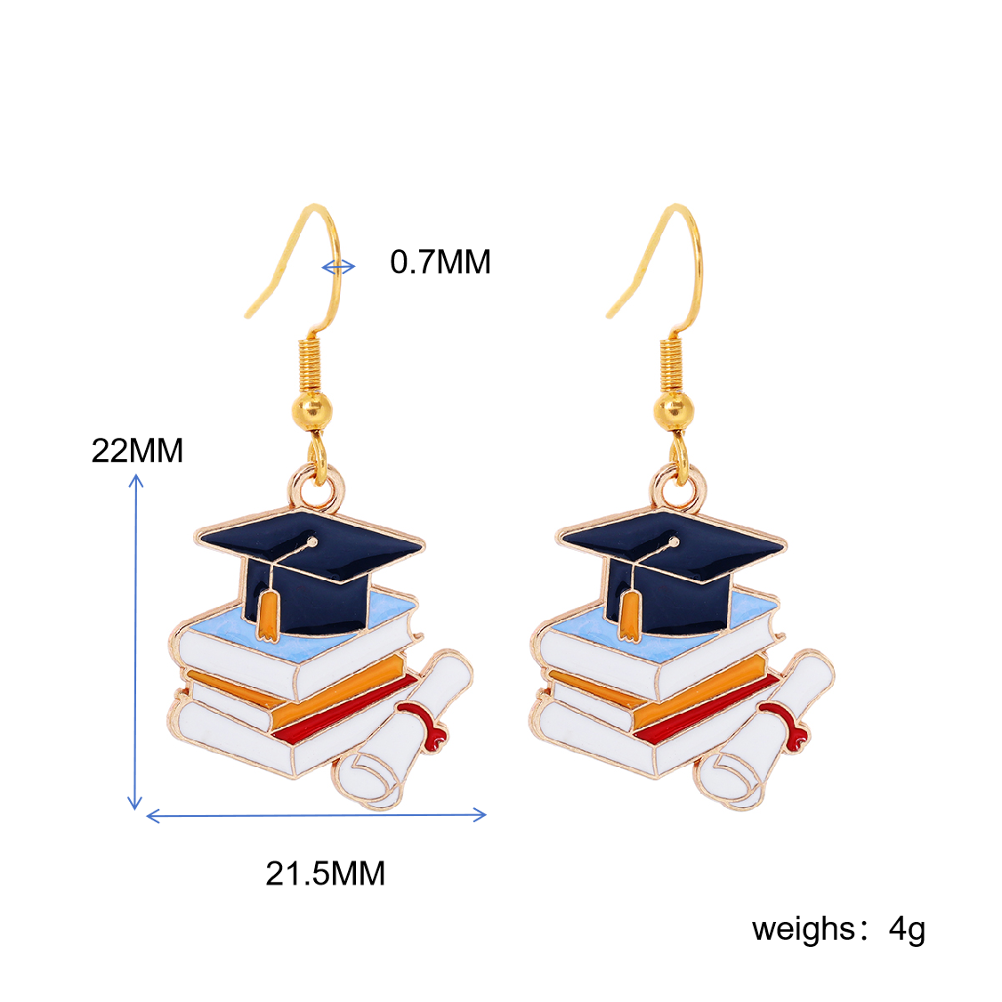 1 Pair Preppy Style Book Doctoral Cap 304 Stainless Steel Zinc Alloy Drop Earrings display picture 3