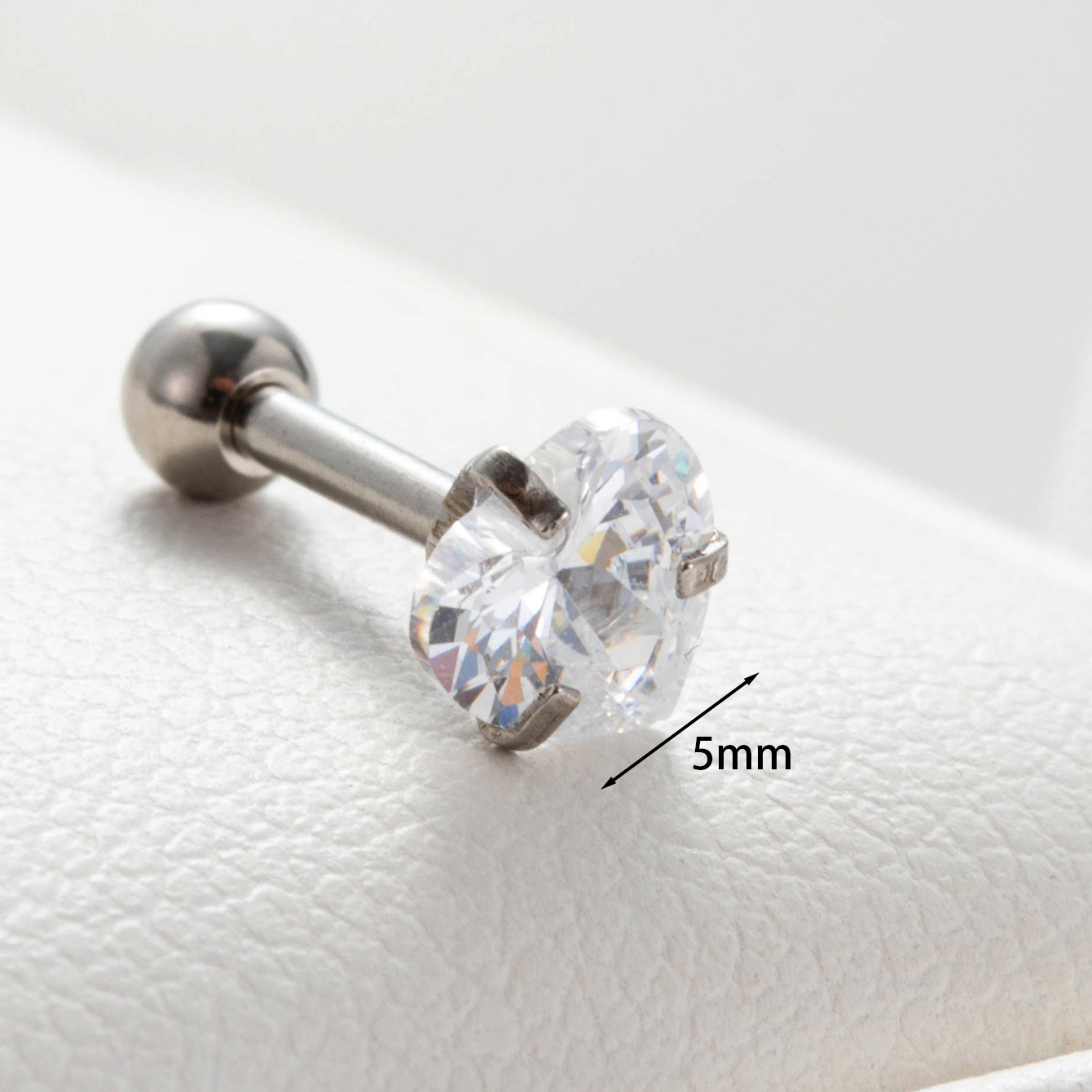 1 Piece Casual French Style Korean Style Heart Shape Inlay 316 Stainless Steel  Zircon Ear Studs display picture 2