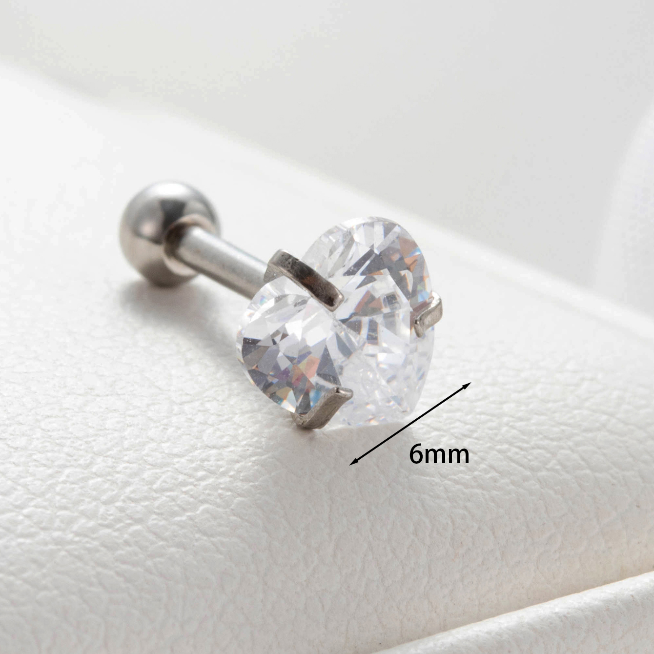 1 Piece Casual French Style Korean Style Heart Shape Inlay 316 Stainless Steel  Zircon Ear Studs display picture 3