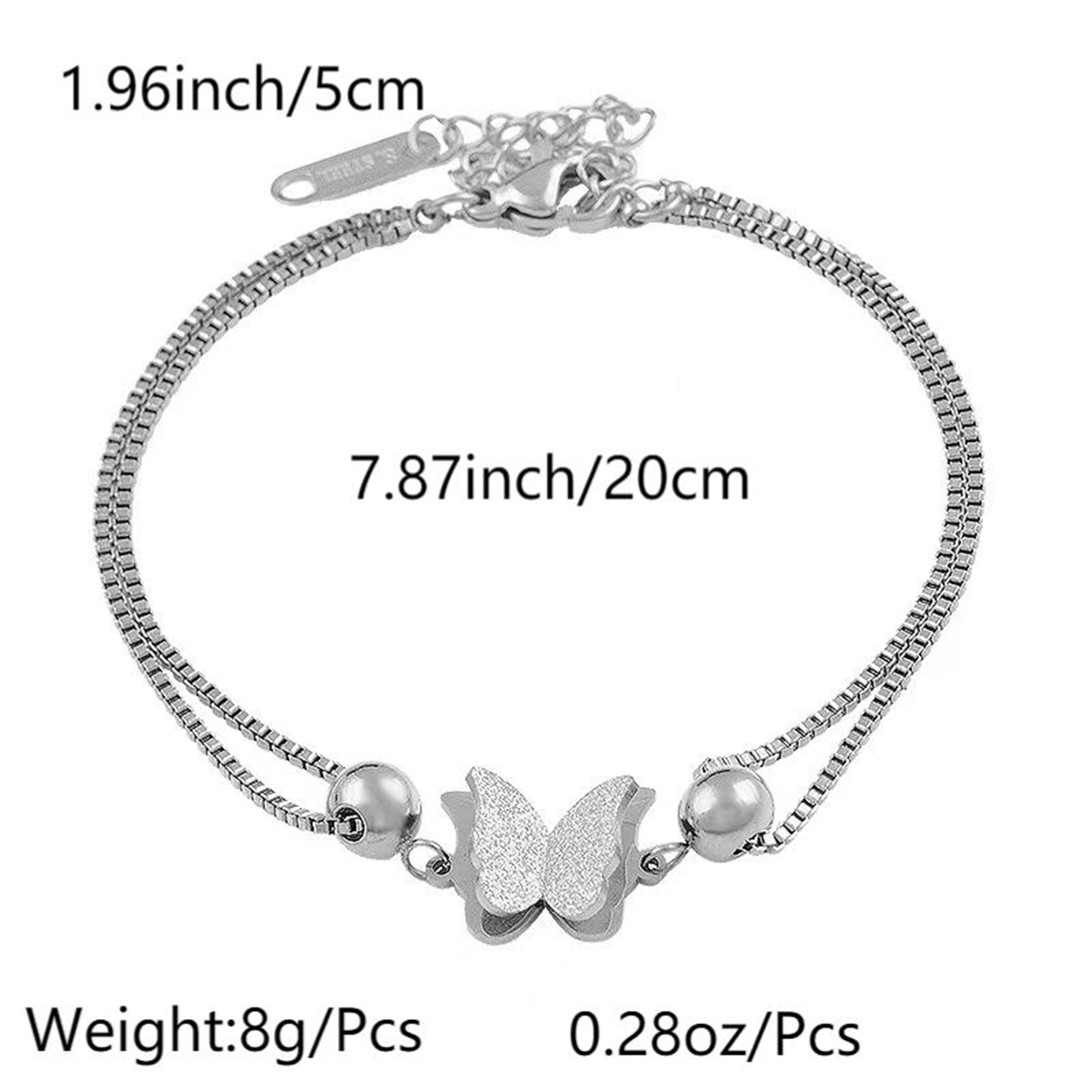 Streetwear Shiny Butterfly Titanium Steel Layered 18K Gold Plated Women's Anklet display picture 1