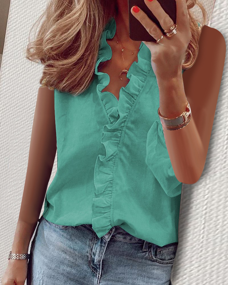 Women's Blouse Sleeveless Short Sleeve Long Sleeve Blouses Ruffles Hawaiian Solid Color Flower display picture 13