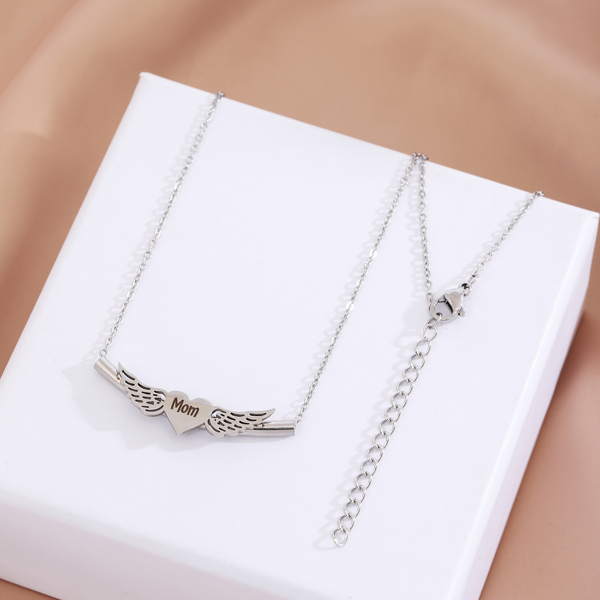 304 Stainless Steel Steel Basic Modern Style Classic Style Letter Heart Shape Wings Pendant Necklace display picture 6