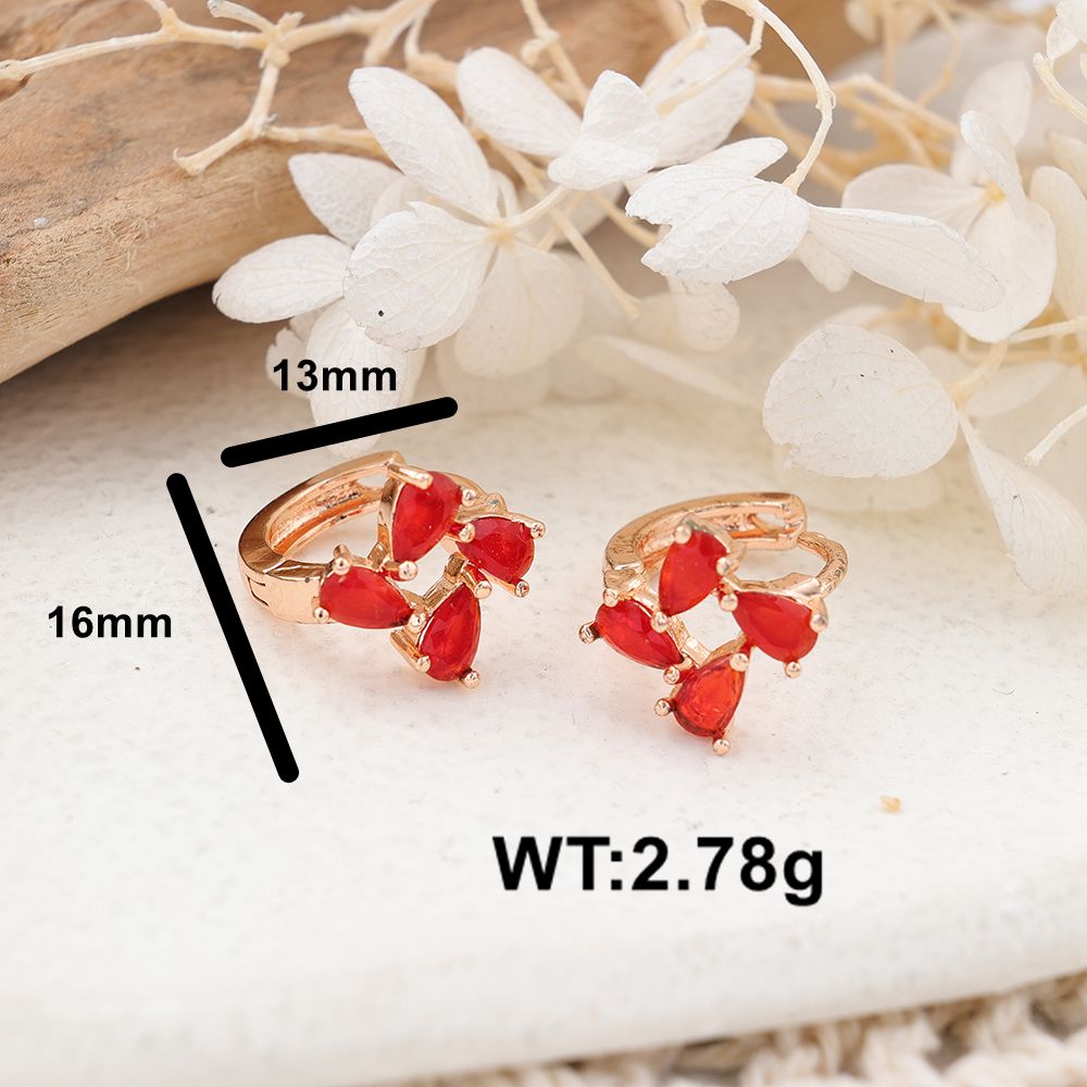 1 Pair Simple Style Classic Style Flower Plating Inlay Copper Zircon Rose Gold Plated Ear Studs display picture 2