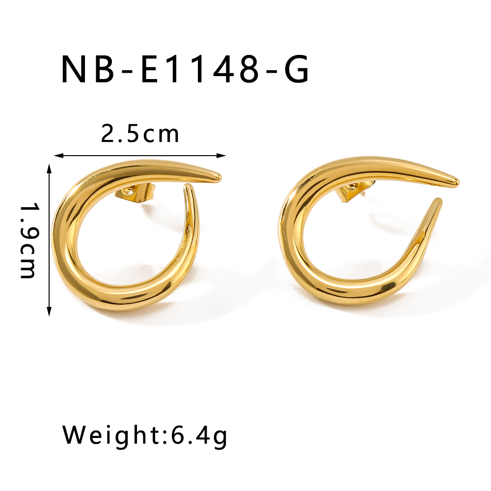 1 Pair IG Style Vintage Style Simple Style Simple Lines Asymmetrical 304 Stainless Steel 18K Gold Plated Ear Studs display picture 2