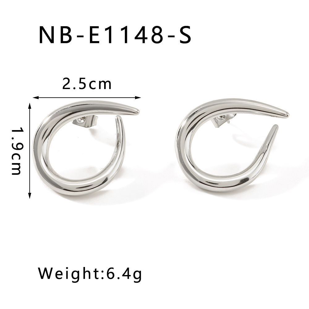 1 Pair IG Style Vintage Style Simple Style Simple Lines Asymmetrical 304 Stainless Steel 18K Gold Plated Ear Studs display picture 1