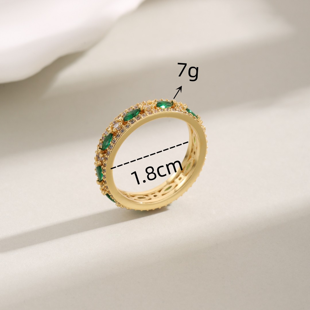 Wholesale Elegant Geometric Copper Inlay 18K Gold Plated Zircon Rings display picture 1