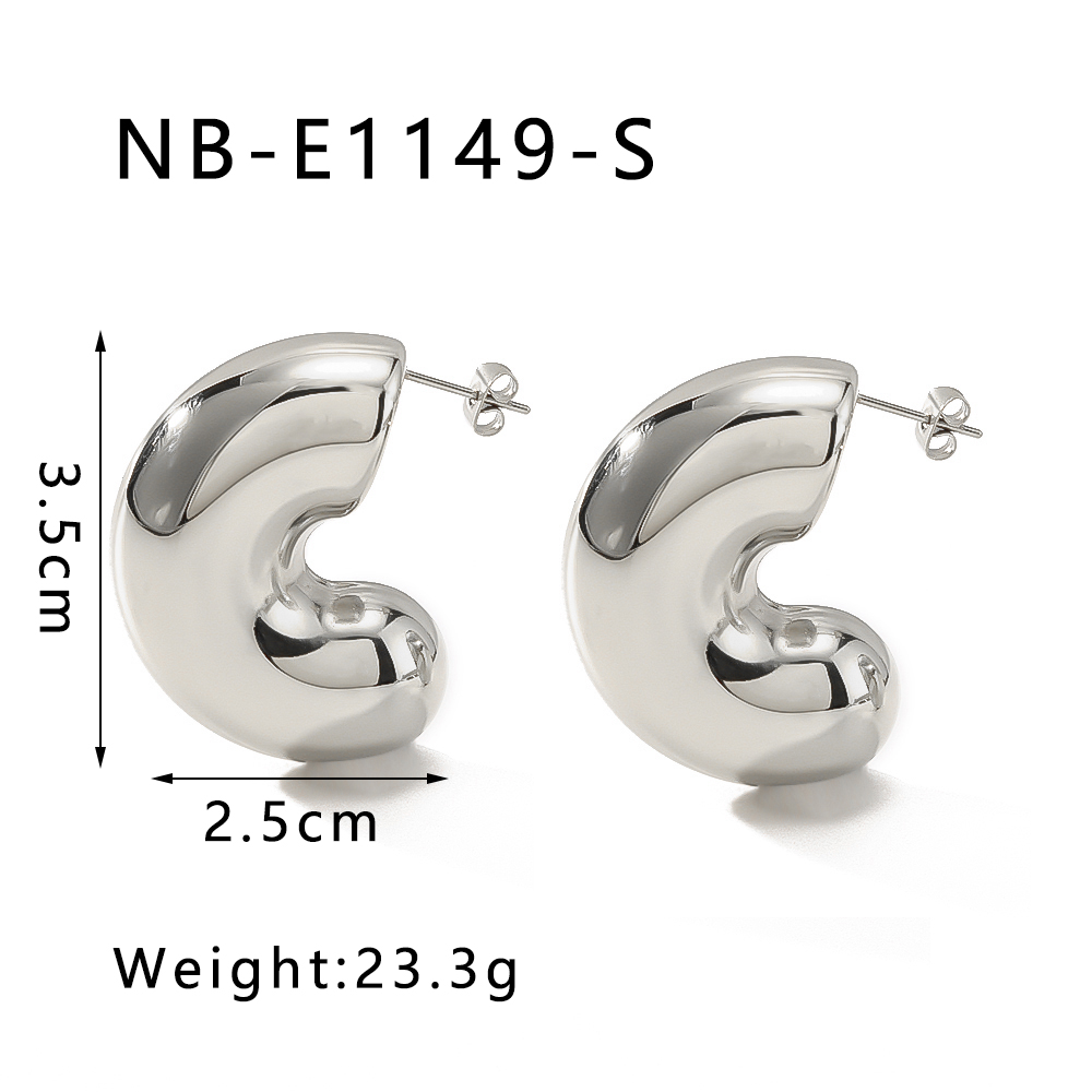 1 Pair IG Style Vintage Style Simple Style C Shape Three-dimensional 304 Stainless Steel 18K Gold Plated Ear Studs display picture 1