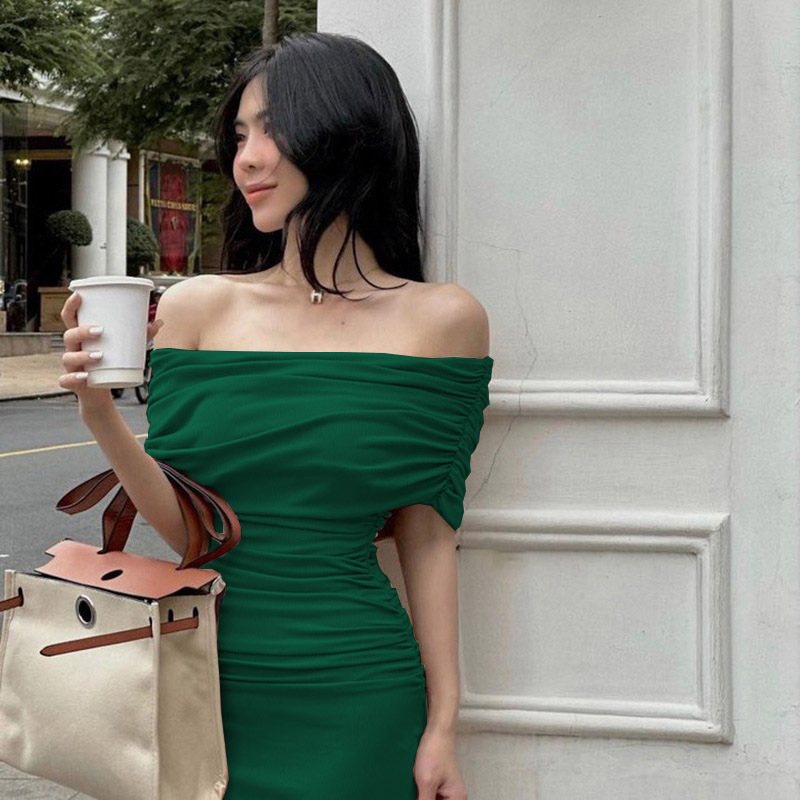 Women's Sheath Dress Sexy Off Shoulder Short Sleeve Solid Color Maxi Long Dress Holiday Daily Date display picture 15