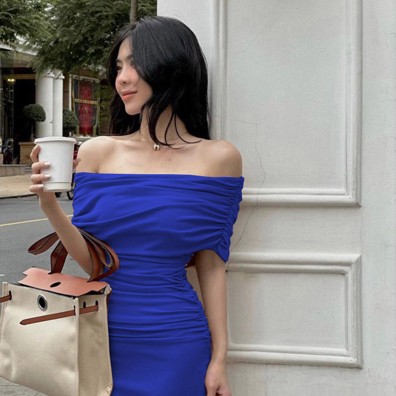 Women's Sheath Dress Sexy Off Shoulder Short Sleeve Solid Color Maxi Long Dress Holiday Daily Date display picture 41