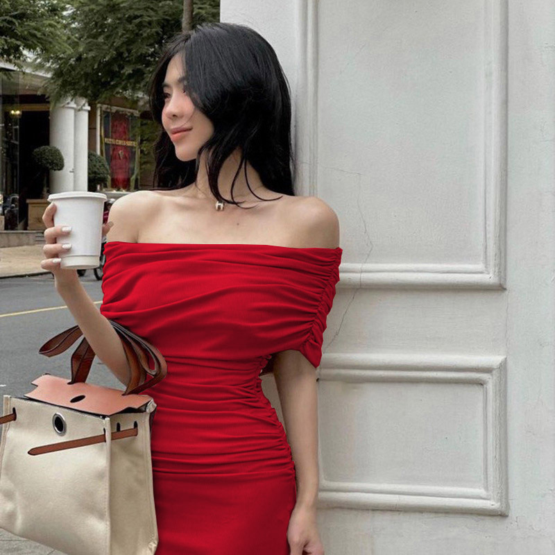 Women's Sheath Dress Sexy Off Shoulder Short Sleeve Solid Color Maxi Long Dress Holiday Daily Date display picture 42