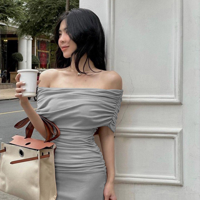 Women's Sheath Dress Sexy Off Shoulder Short Sleeve Solid Color Maxi Long Dress Holiday Daily Date display picture 38