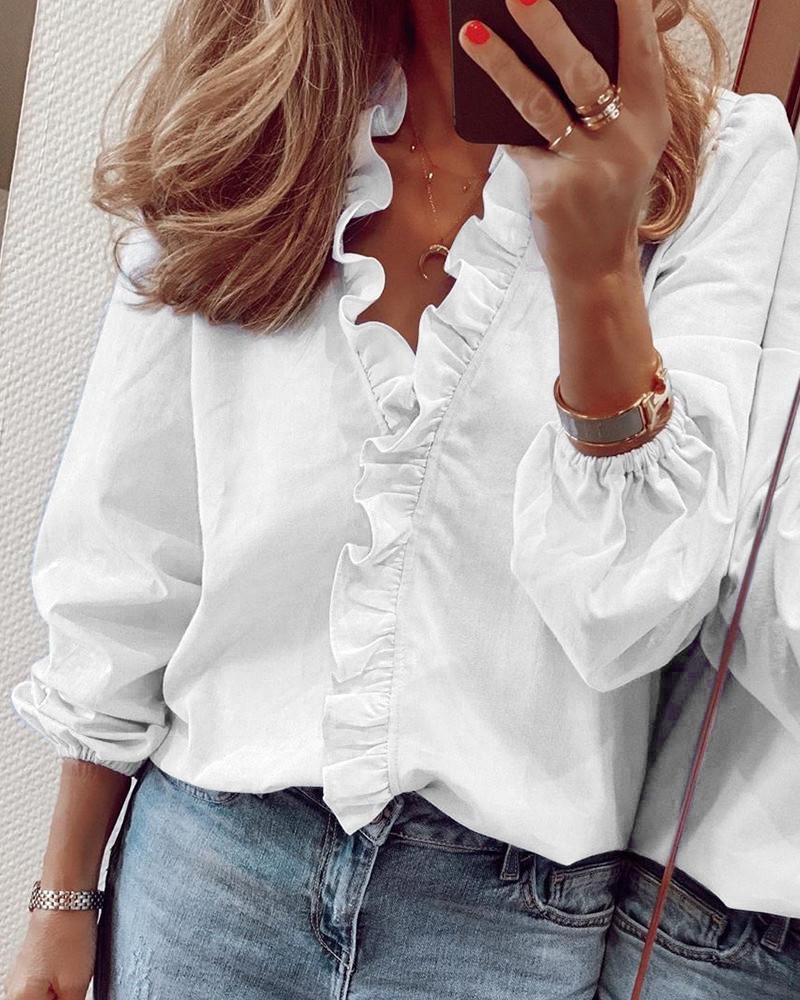 Women's Blouse Sleeveless Short Sleeve Long Sleeve Blouses Ruffles Hawaiian Solid Color Flower display picture 24
