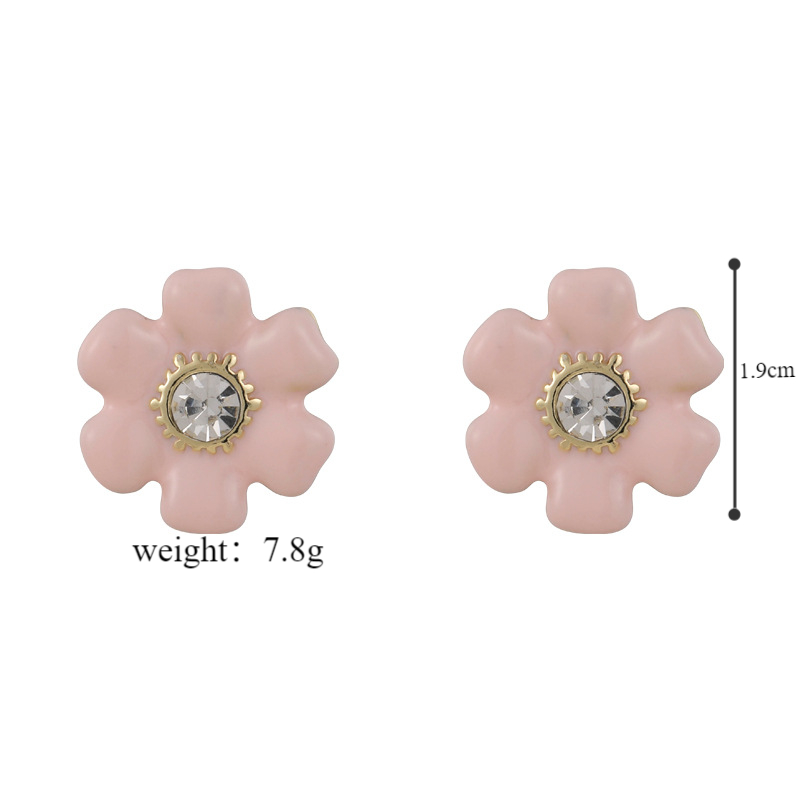 1 Pair Princess Sweet Flower Inlay Imitation Pearl Alloy Zircon Ear Studs display picture 1
