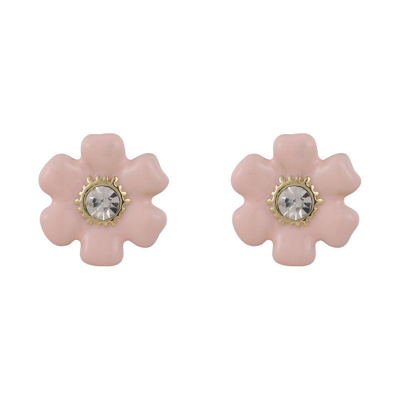 1 Pair Princess Sweet Flower Inlay Imitation Pearl Alloy Zircon Ear Studs display picture 10