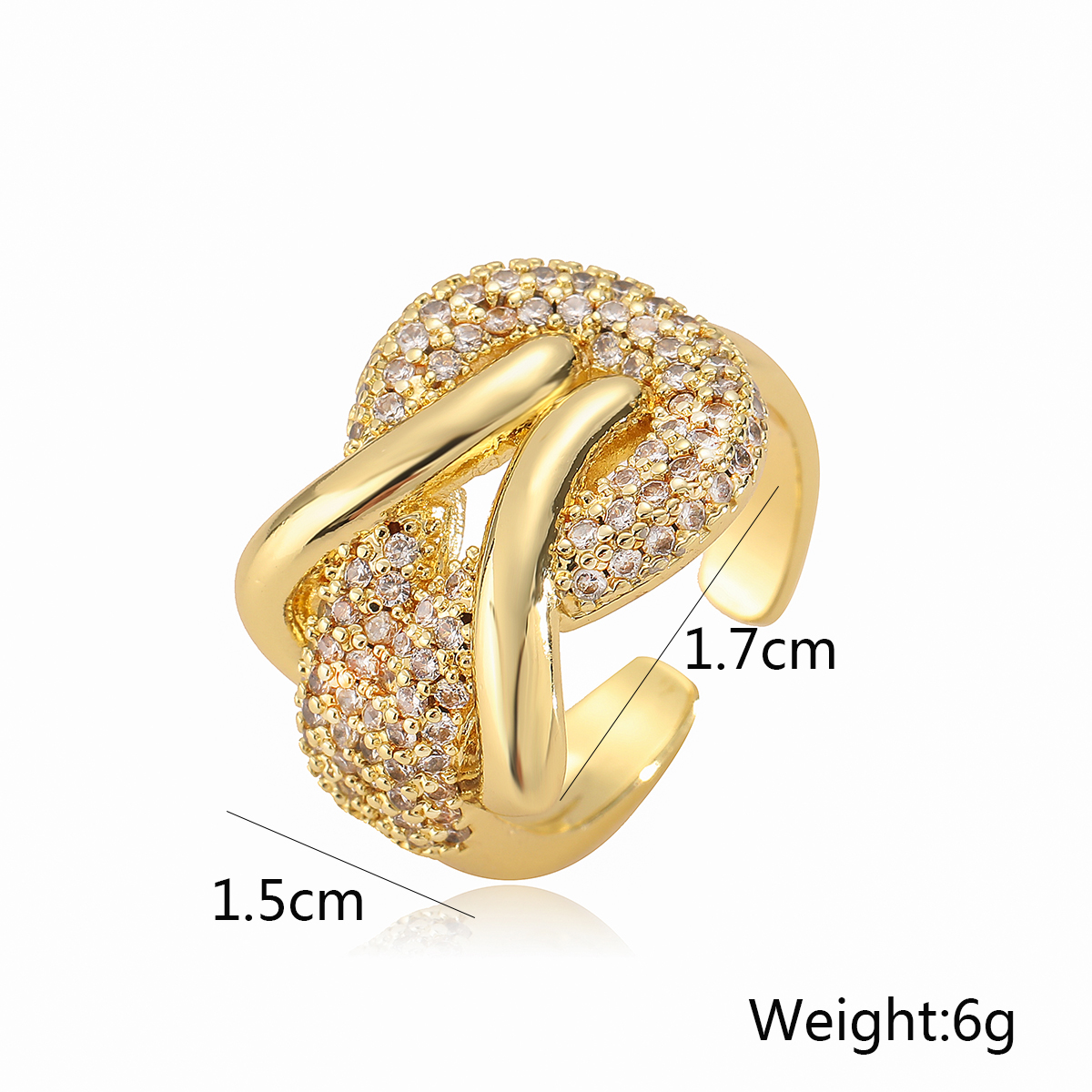 Wholesale Retro Simple Style Commute Geometric Copper Inlay 18K Gold Plated Zircon Open Rings display picture 1