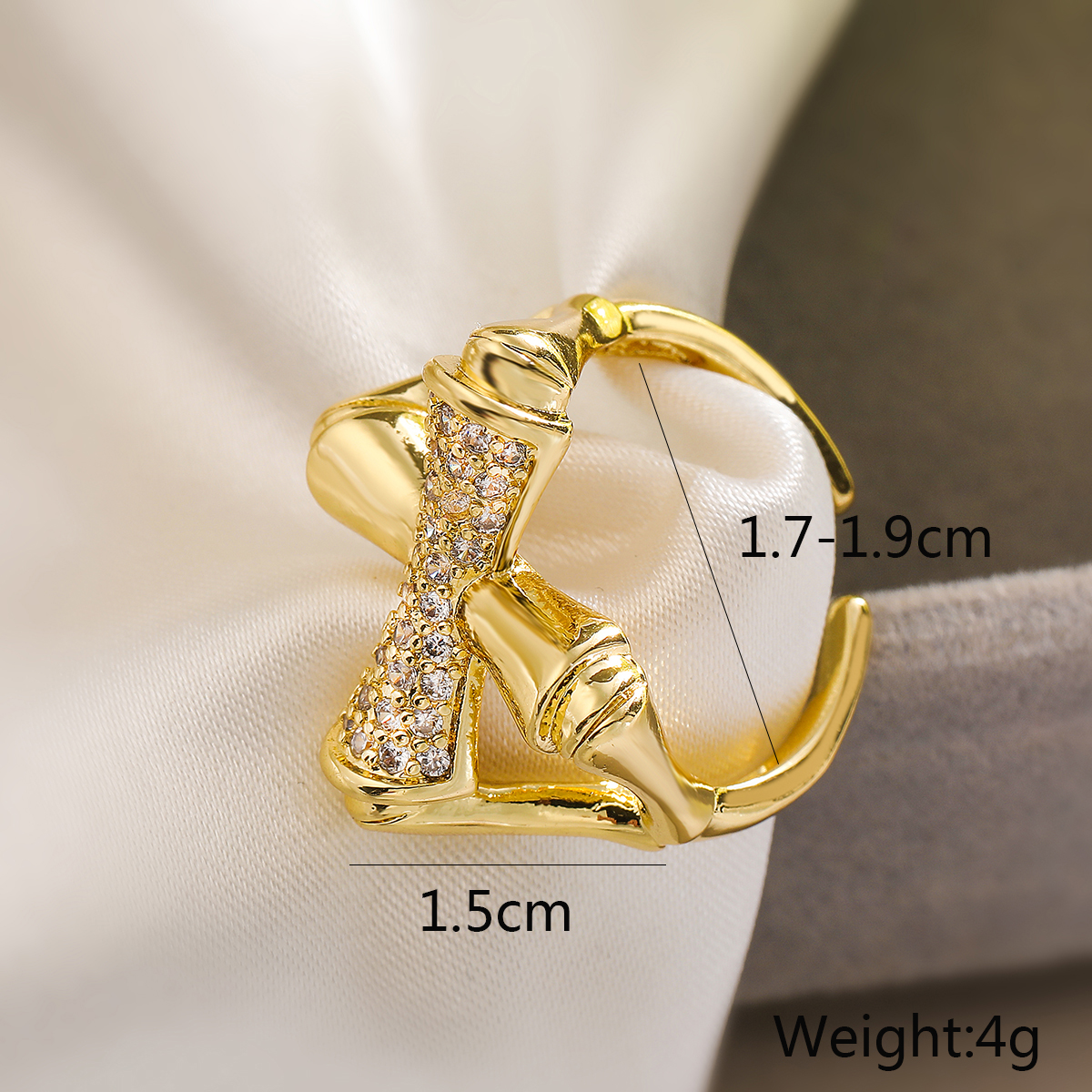 Wholesale Retro Simple Style Commute Geometric Copper Inlay 18K Gold Plated Zircon Open Rings display picture 3