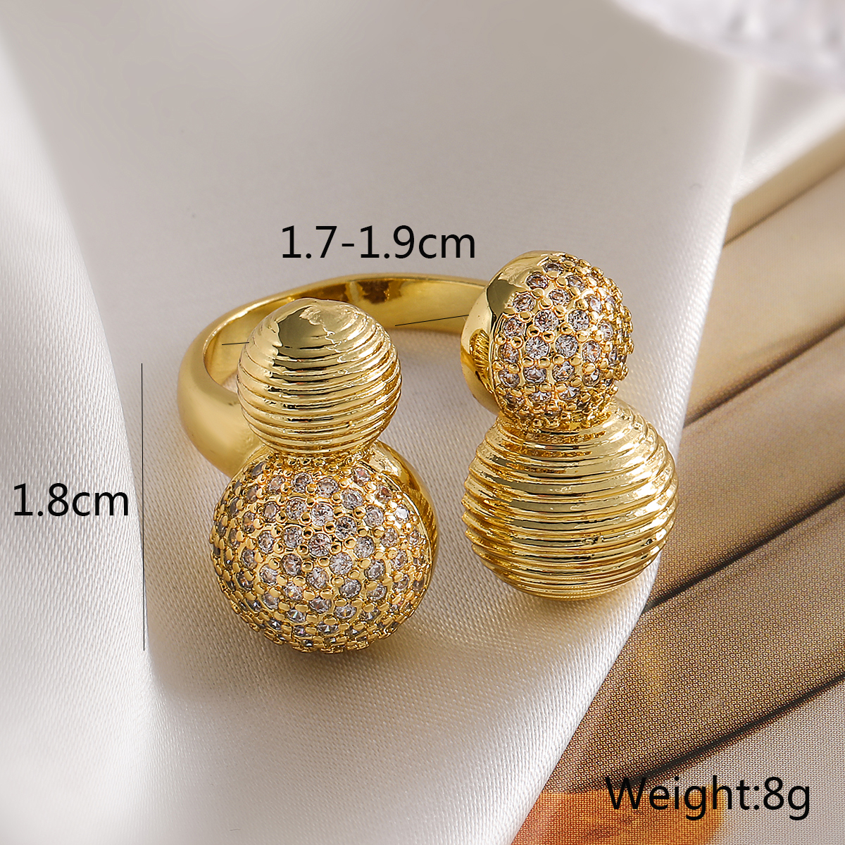 Wholesale Retro Simple Style Commute Geometric Copper Inlay 18K Gold Plated Zircon Open Rings display picture 5