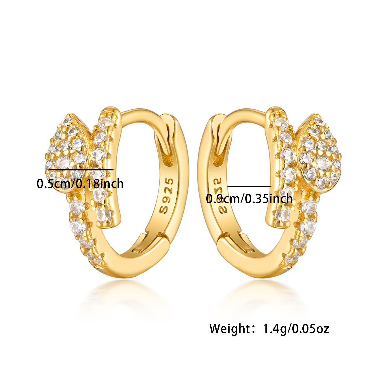 1 Pair Simple Style Commute Leaf Inlay Sterling Silver Zircon White Gold Plated Gold Plated Earrings display picture 1
