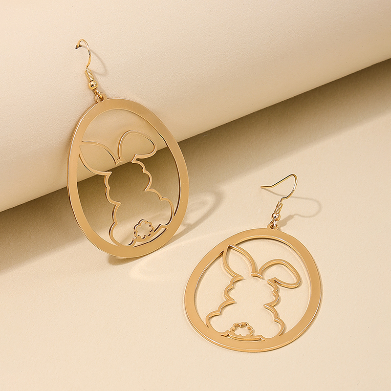 1 Pair Nordic Style Cute Simple Style Rabbit Hollow Out Alloy Drop Earrings display picture 3