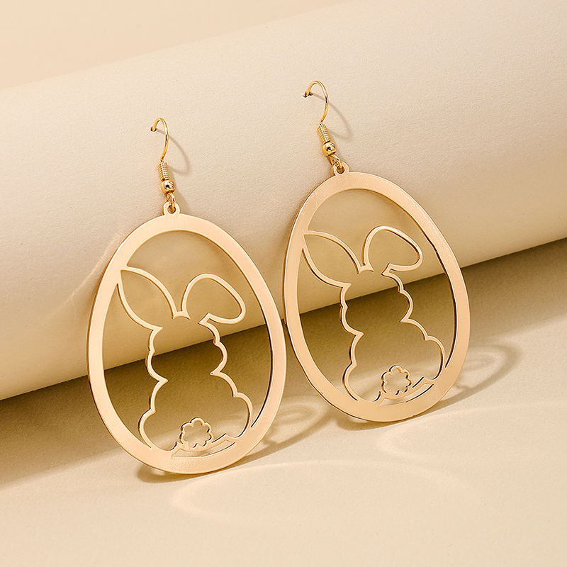 1 Pair Nordic Style Cute Simple Style Rabbit Hollow Out Alloy Drop Earrings display picture 4